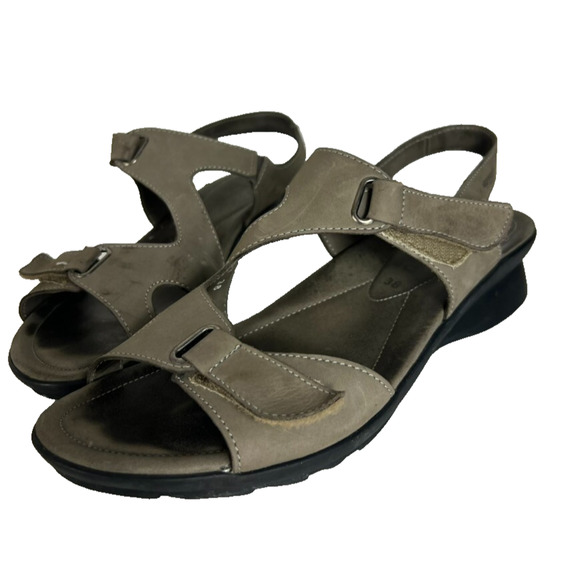 Mephisto Sandals Women's Size 38 8 Olive Green Paris Hook and Loop Leather - Picture 1 of 15